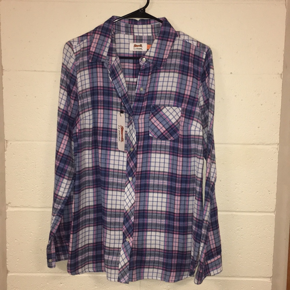 NWT LeTigre Plaid Flannel Shirt